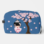 白い着物こけし人形かわいい芸者ガールブルー ドップキット (正面)