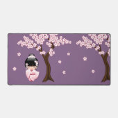 白い着物こけし人形かわいい芸者紫 デスクマット (正面)