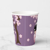 白い着物こけし人形可愛い芸者ガールパープル 紙コップ (右)