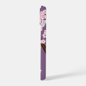 白い着物こけし人形可愛い芸者ガールパープル iPhone 15ケース (左側面)