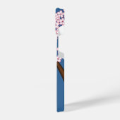 白い着物こけし人形 – かわいい芸者ガールブルー iPhoneケース (左側面)