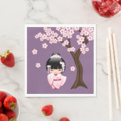 白い着物こけし人形 – かわいい芸者ガールプル スタンダードランチョンナプキン (インサイチュ)