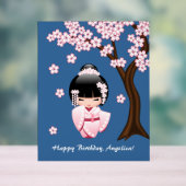 白い着物こけし人形 – かわいい芸者ガール アクリルサイン (ニュートラル)