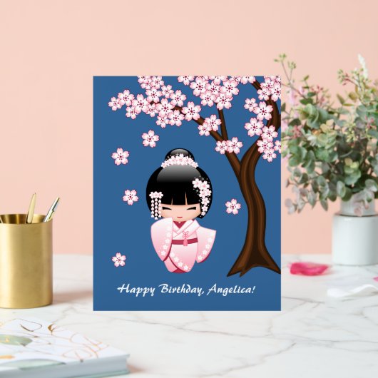 白い着物こけし人形 – かわいい芸者ガール アクリルサイン (ウェディング)