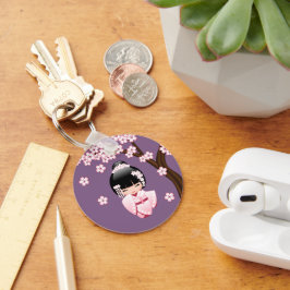 白い着物こけし人形 – かわいい芸者ガール キーホルダー