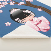 白い着物こけし人形 – かわいい芸者ガール シェルパブランケット (3/4)