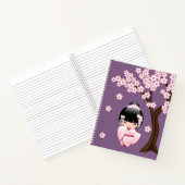 白い着物こけし人形 – かわいい芸者ガール ノートブック (内部)