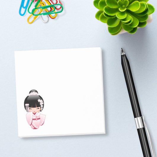 白い着物こけし人形 – かわいい芸者ガール ポストイット