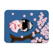 白い着物こけし人形 – かわいい芸者ガール マグネット (横)