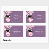 白い着物こけし人形 – かわいい芸者ガール 長方形シール (シート)