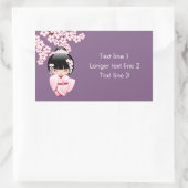 白い着物こけし人形 – かわいい芸者ガール 長方形シール (バッグ)