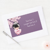 白い着物こけし人形 – かわいい芸者ガール 長方形シール (封筒)