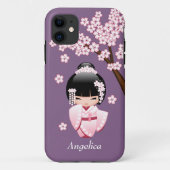 白い着物こけし人形 – かわいい芸者ガール Case-Mate iPhoneケース (裏面)