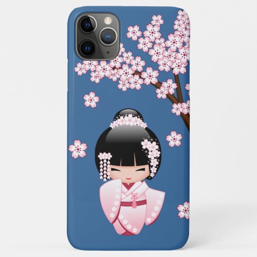 白い着物こけし人形 – かわいい芸者ガール Case-Mate iPhoneケース (裏面)