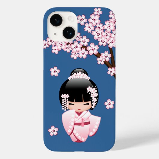 白い着物こけし人形 – かわいい芸者ガール Case-Mate iPhoneケース (裏面)