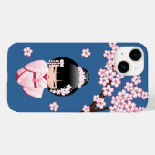 白い着物こけし人形 – かわいい芸者ガール Case-Mate iPhoneケース (裏面 (横))
