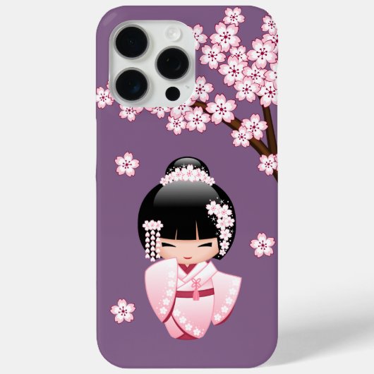 白い着物こけし人形 – かわいい芸者ガール Case-Mate iPhoneケース (裏面)