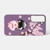 白い着物こけし人形 – かわいい芸者ガール SAMSUNG GALAXYケース (裏面横)