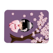 白い着物のこけし人形 - かわいい芸者さん マグネット (横)