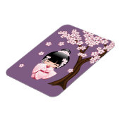 白い着物のこけし人形 - かわいい芸者さん マグネット (左側)