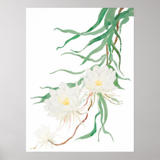 白い着生の花の水色のポスター ポスター