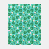 白い睡蓮の花とユリのパッドパターン フリースブランケット (正面)