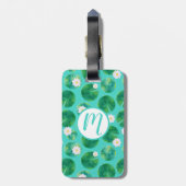 白い睡蓮の花とユリのパッドパターン ラゲッジタグ (裏面縦)