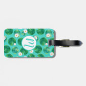 白い睡蓮の花とユリのパッドパターン ラゲッジタグ (裏面横)