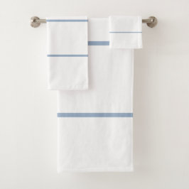 白い石板青のジオメトリック線 バスタオルセット