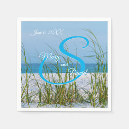 白い砂のナプキンの海の結婚麦の列 スタンダードカクテルナプキン