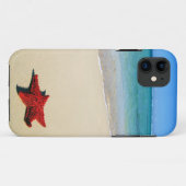 白い砂のビーチの赤いヒトデ Case-Mate iPhoneケース (裏面(横))