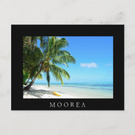 白い砂のビーチの黒いカード ポストカード