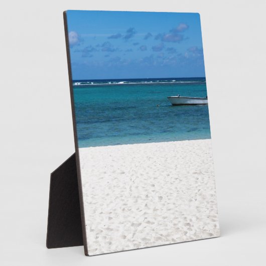 白い砂のビーチのFlic en Flac Mauritius overloo フォトプラーク (側面)