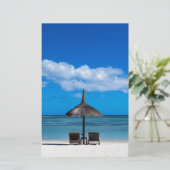 白い砂のビーチのFlic en Flac Mauritius overloo 便箋 (スタンド正面)