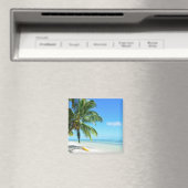 白い砂のビーチ磁石の黄色のカヤック マグネット (インサイチュ (食洗機))