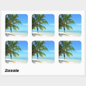 白い砂の上に黄色のカヤックビーチシール スクエアシール (シート)