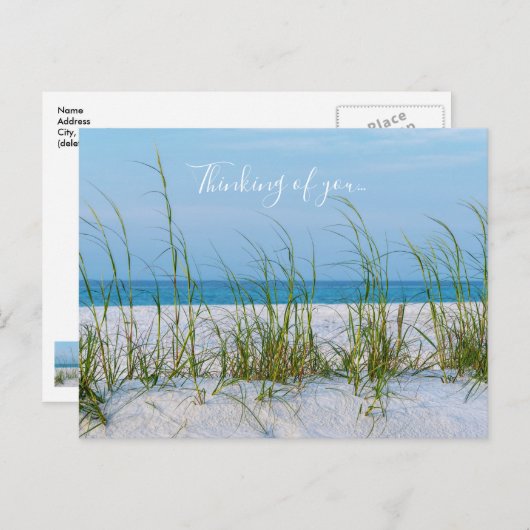 白い砂の中の海のオート考えるツのライン ポストカード (正面/裏面)