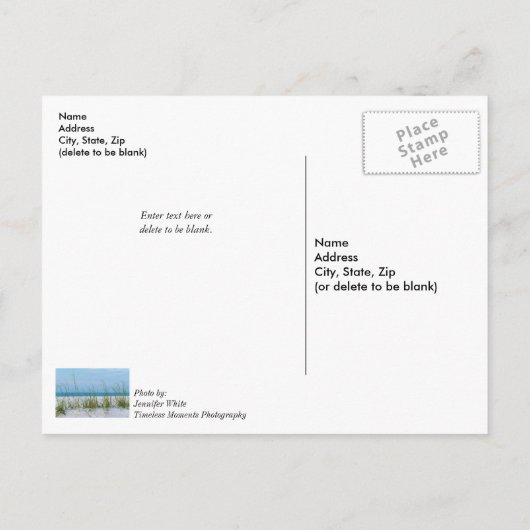 白い砂の中の海のオート考えるツのライン ポストカード (裏面)