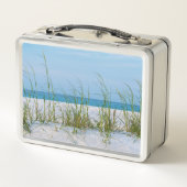 白い砂の中の海の麦のライン メタルランチボックス (裏面)
