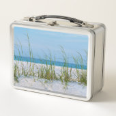 白い砂の中の海の麦のライン メタルランチボックス (正面)