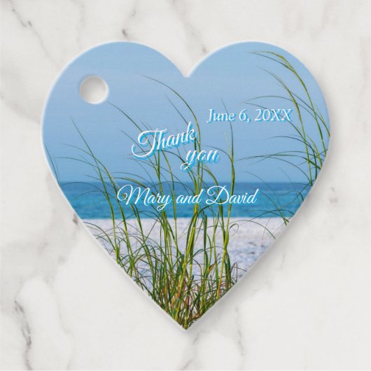 白い砂の海のオートのラインありがとう結婚。 フェイバータグ (正面)