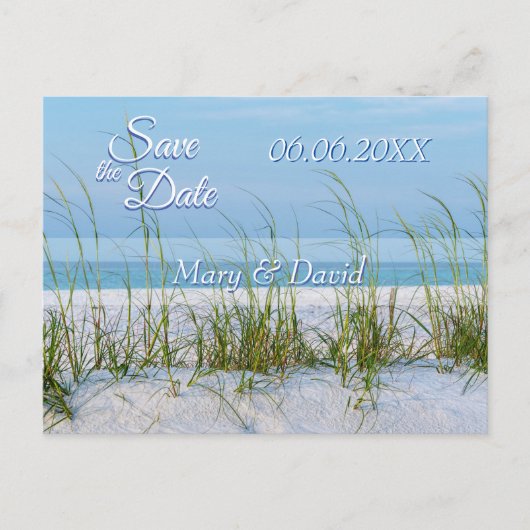 白い砂の海のオートの行は、日付を保存 ポストカード (正面)