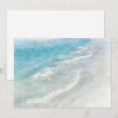 白い砂浜の水彩画 - ティール アクア ターコイズ 招待状 (正面/裏面)