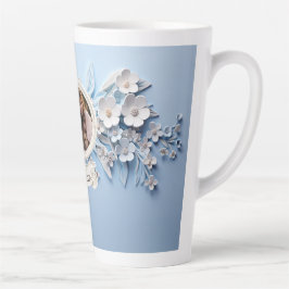 白い磁器のフレームの家族の写真 カフェラテマグ