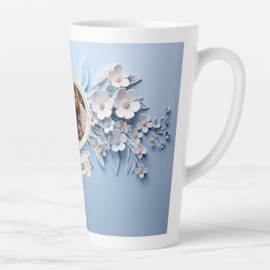 白い磁器のフレームの家族の写真 カフェラテマグ (右)