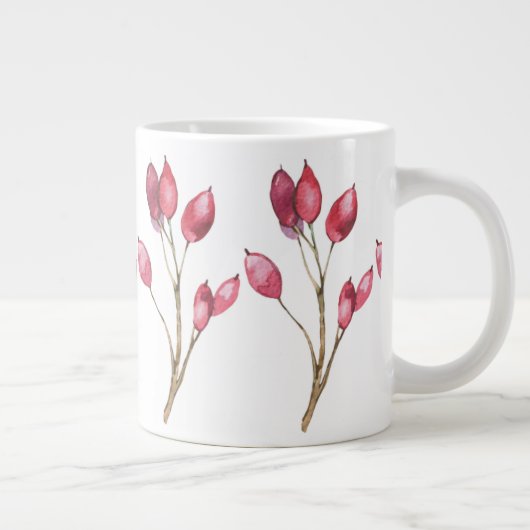 白い磁器のマグカップと赤い果実 ジャンボコーヒーマグカップ (右)