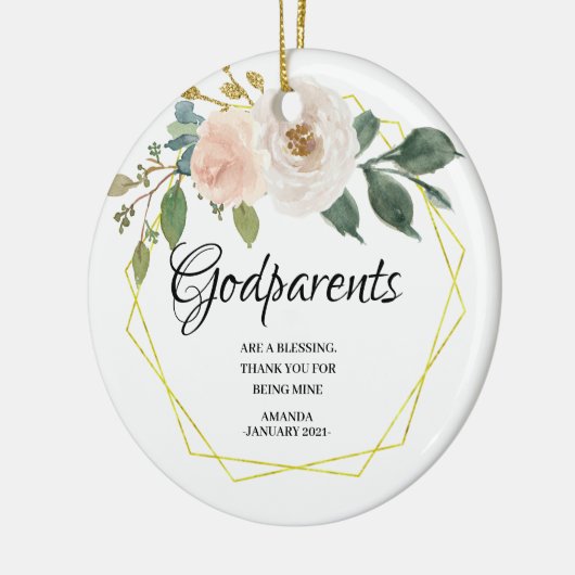 白い神パーソナライズされた父母クリスマスの飾り セラミックオーナメント (左)