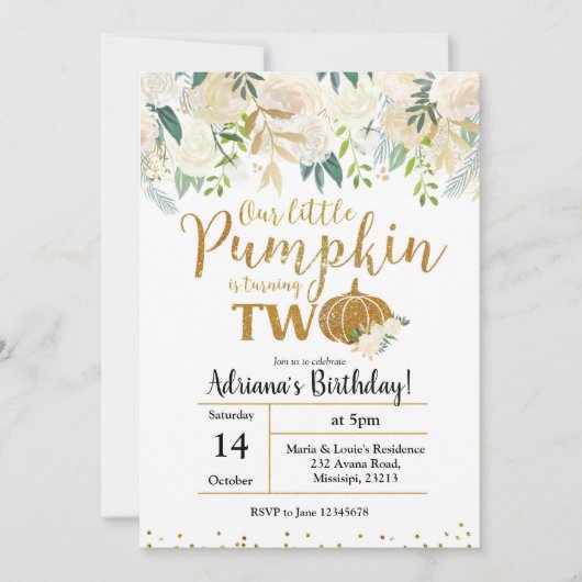 白い私たちの小さなカボチャが2人の招待状 招待状 (正面)