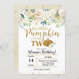 白い私たちの小さなカボチャが2人の招待状 招待状