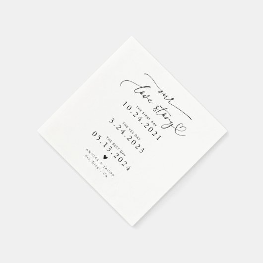 白い私たちの愛の物語エレガントのスクリプ結婚トのナプキン スタンダードカクテルナプキン (角)